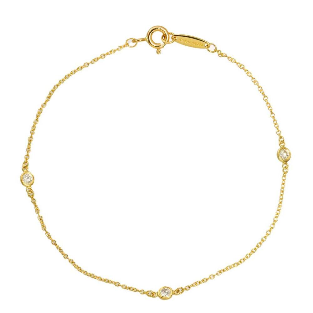 Tiffany & Co. By The Yard 3-Diamond Bracelet, 17.5cm, 18K YG 750 Yellow Gold.